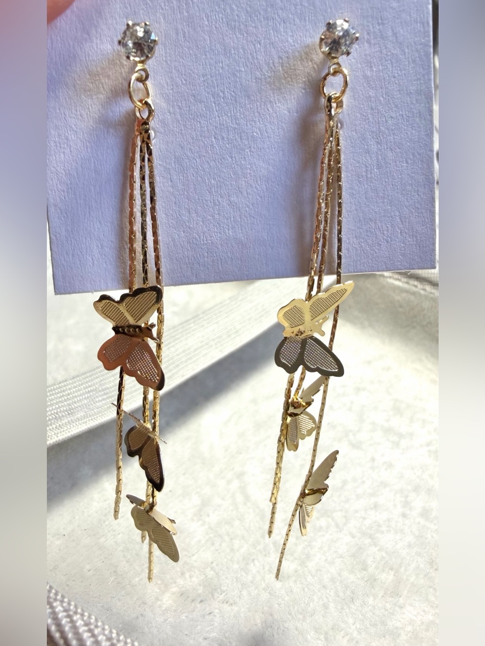 Gold Butterfly 🦋✨Drop Earrings with Crystal Studs